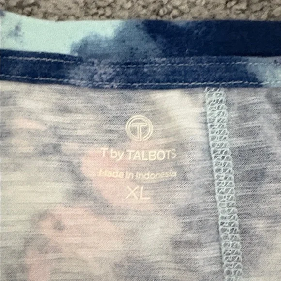 Talbots T by Talbots Pink Blue Tie-Dye Top XL - Picture 3 of 8